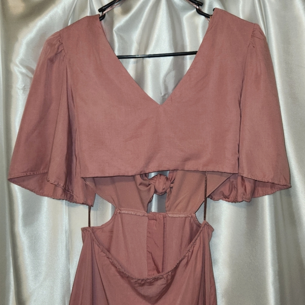 Zara Dresses | Zara Cut Out Midi Dress | Dusty Pink Dress | Tie & Button Front - Picture 4 of 6